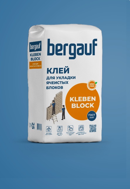 Клей для укладки ячеистых блоков Bergauf Kleben Block ЗИМА, 25кг